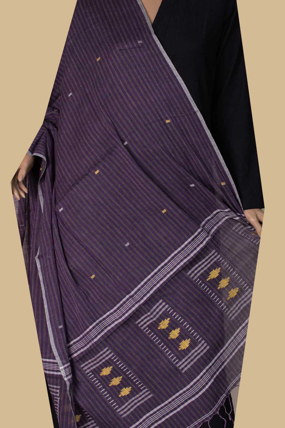 Stripes on Purple Jamdani Cotton Dupatta