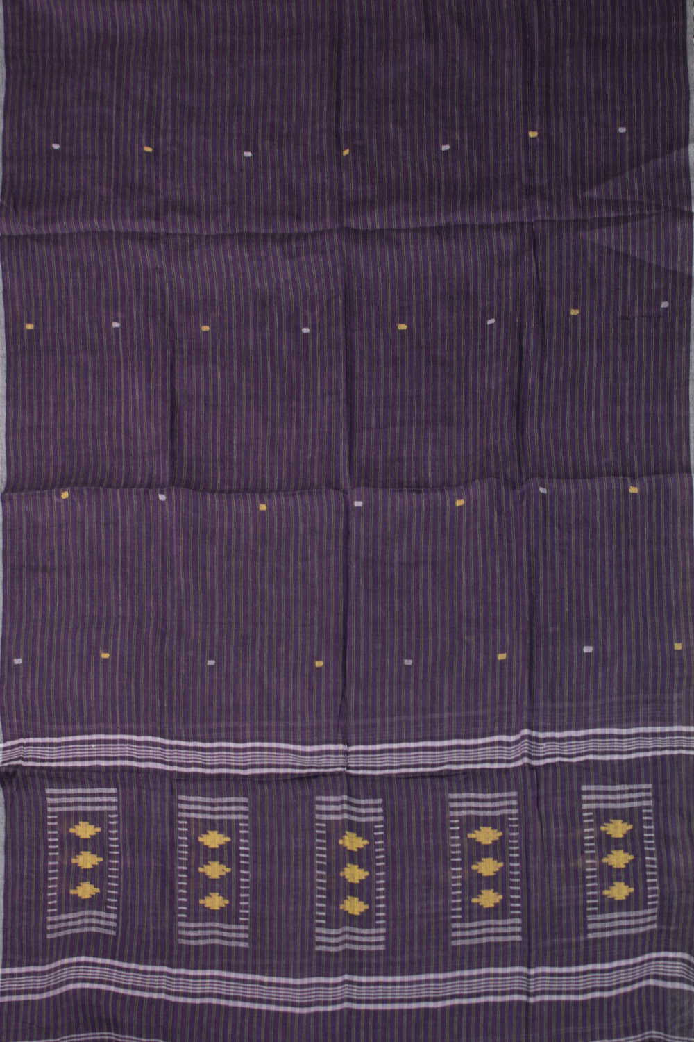Stripes on Purple Jamdani Cotton Dupatta - Image 3