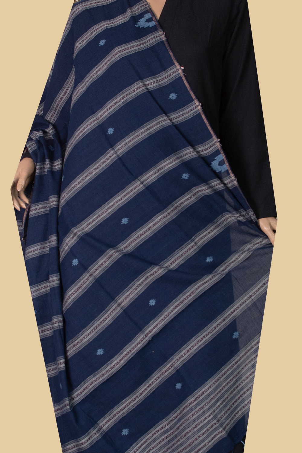 Stripes on Blue Jamdani Cotton Dupatta