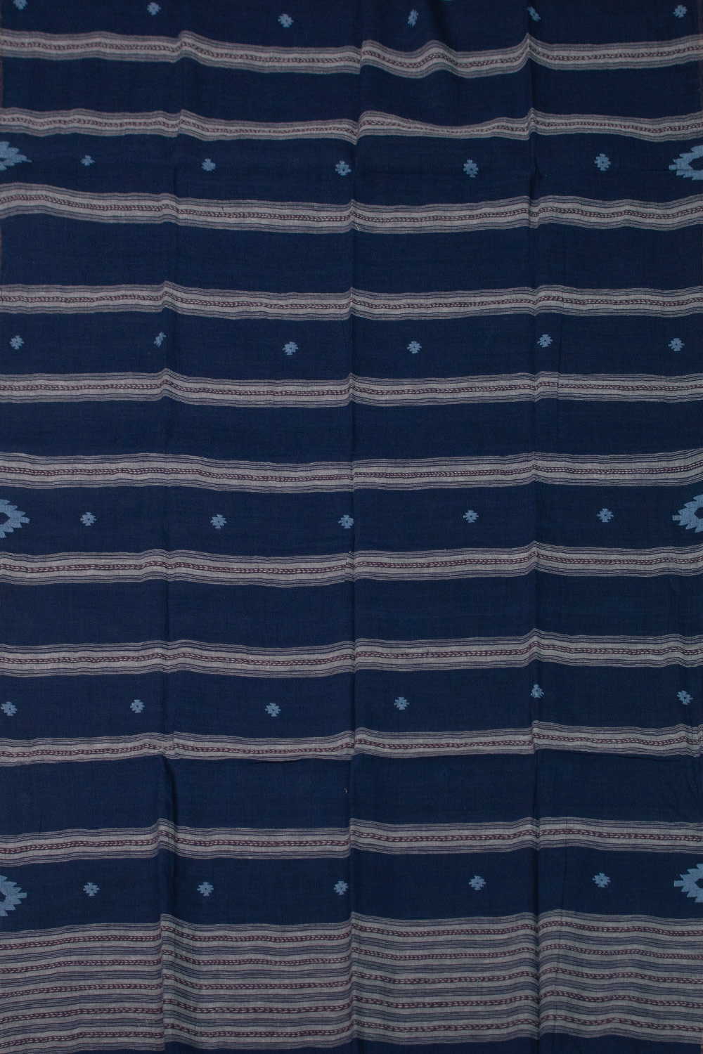 Stripes on Blue Jamdani Cotton Dupatta - Image 3