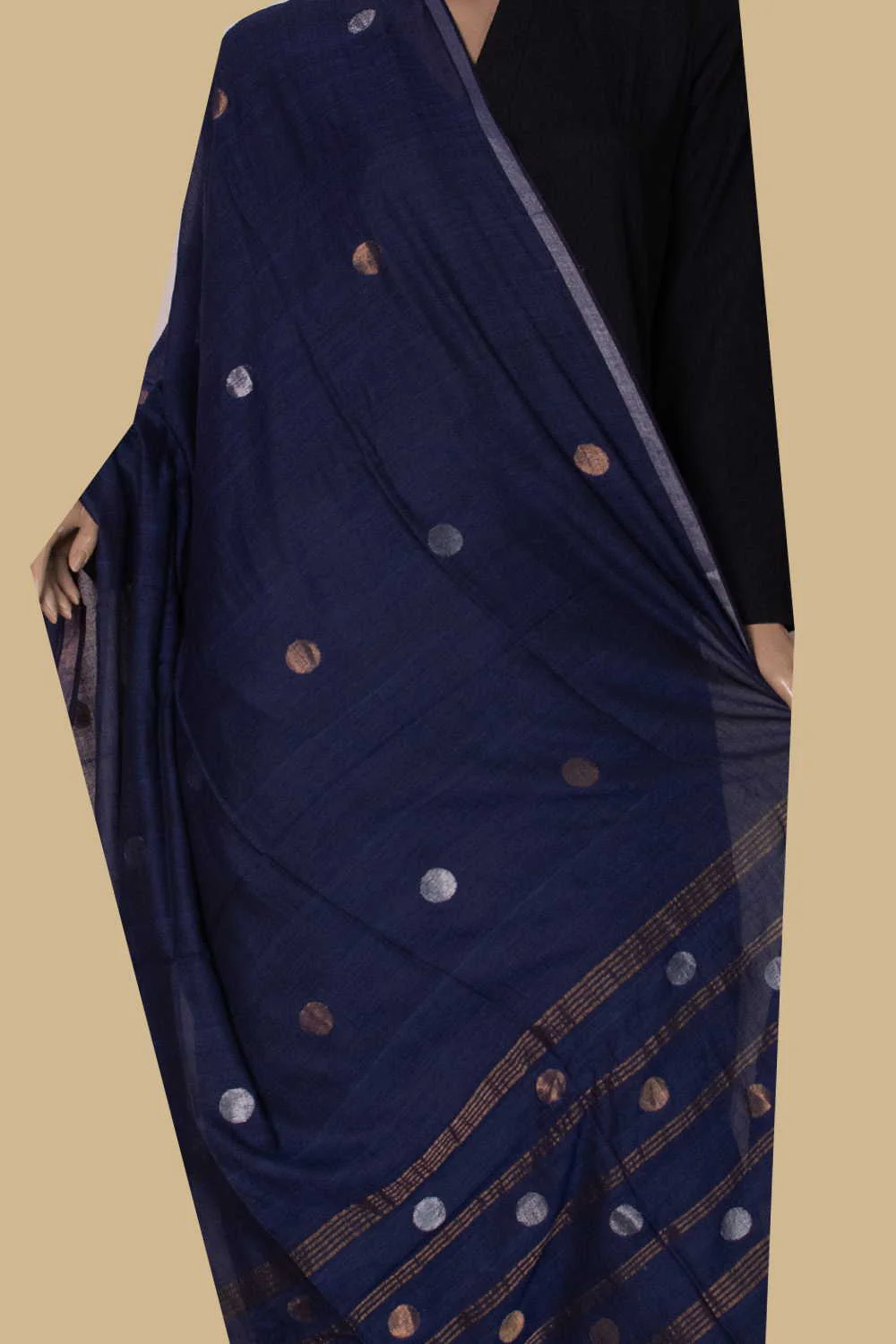 Zari Butta on Blue Jamdani Cotton Dupatta