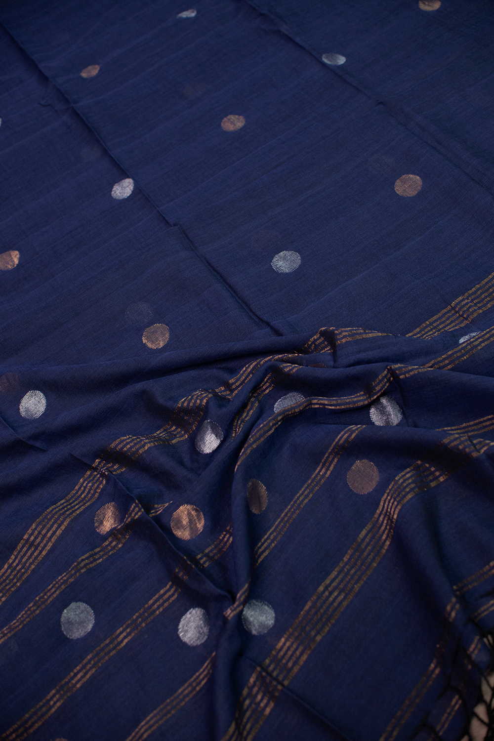 Zari Butta on Blue Jamdani Cotton Dupatta - Image 2