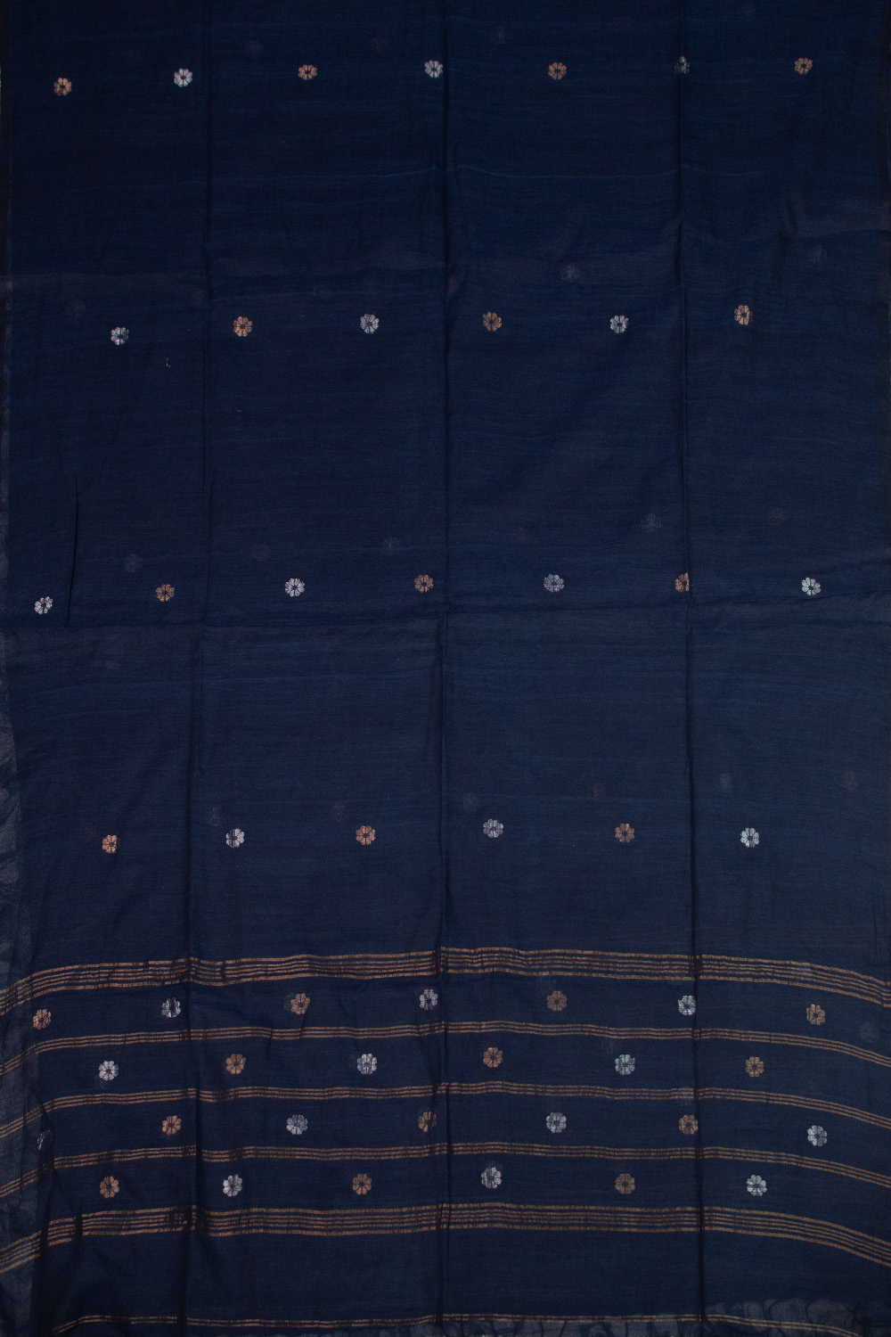 Deep Blue - Floral Butta Jamdani Cotton Dupatta - Image 3