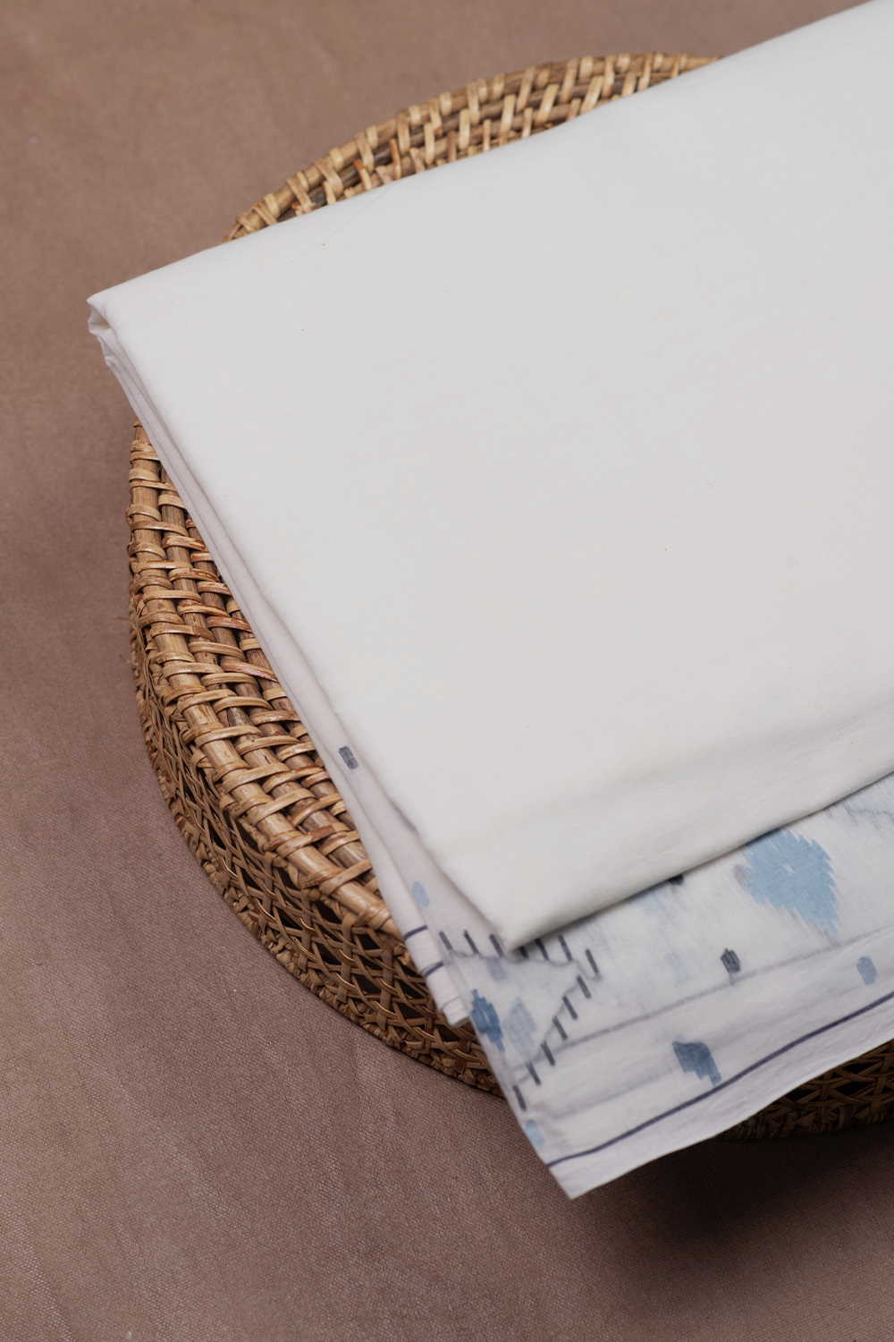 Snow Cream Jamdani Border Cotton Fabric - Image 2