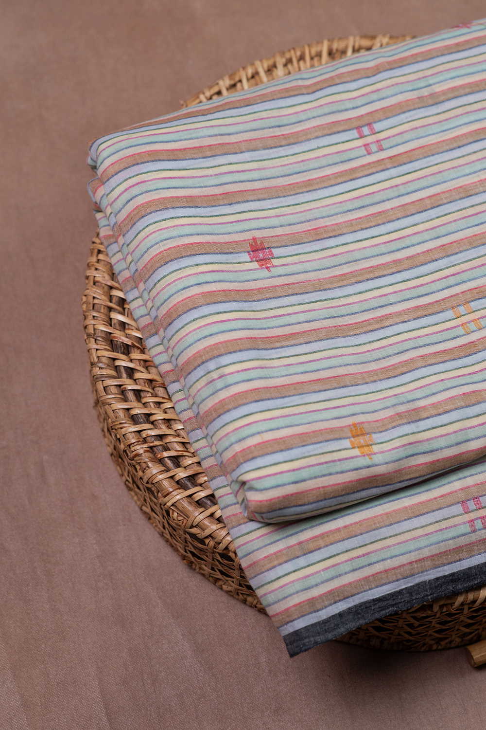 Rainbow stripe Jamdani Cotton Fabric