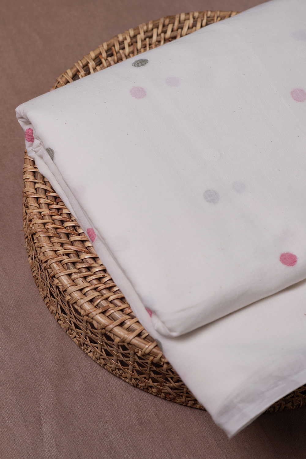 Colorburst Butta on Cream Jamdani Cotton Fabric - Image 2