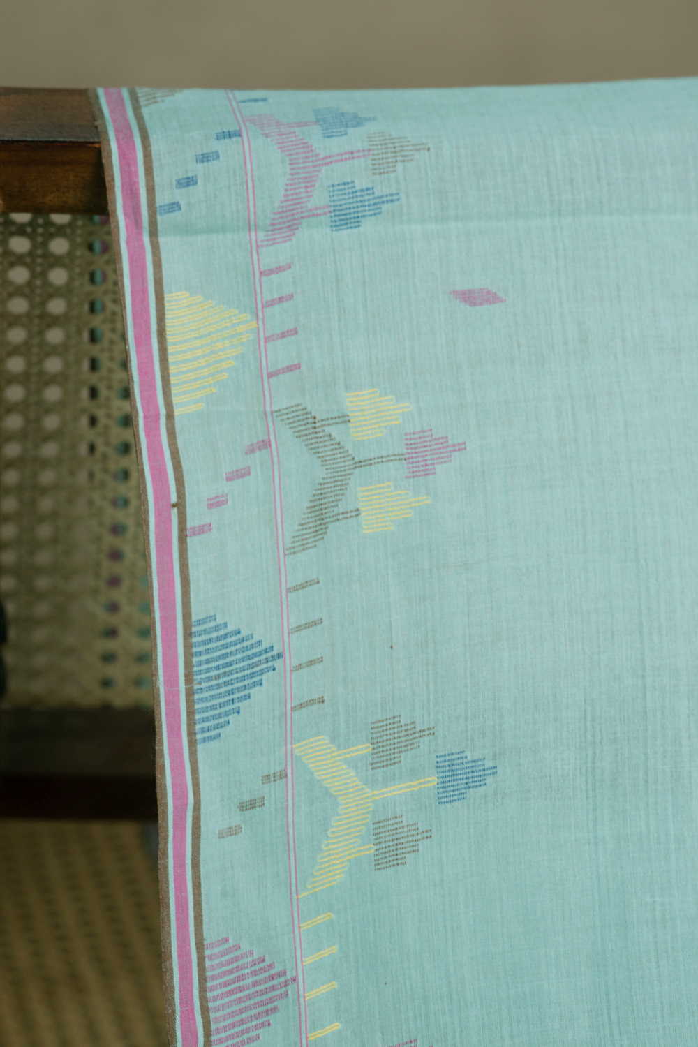 Seafoam Green Jamdani Cotton Fabric