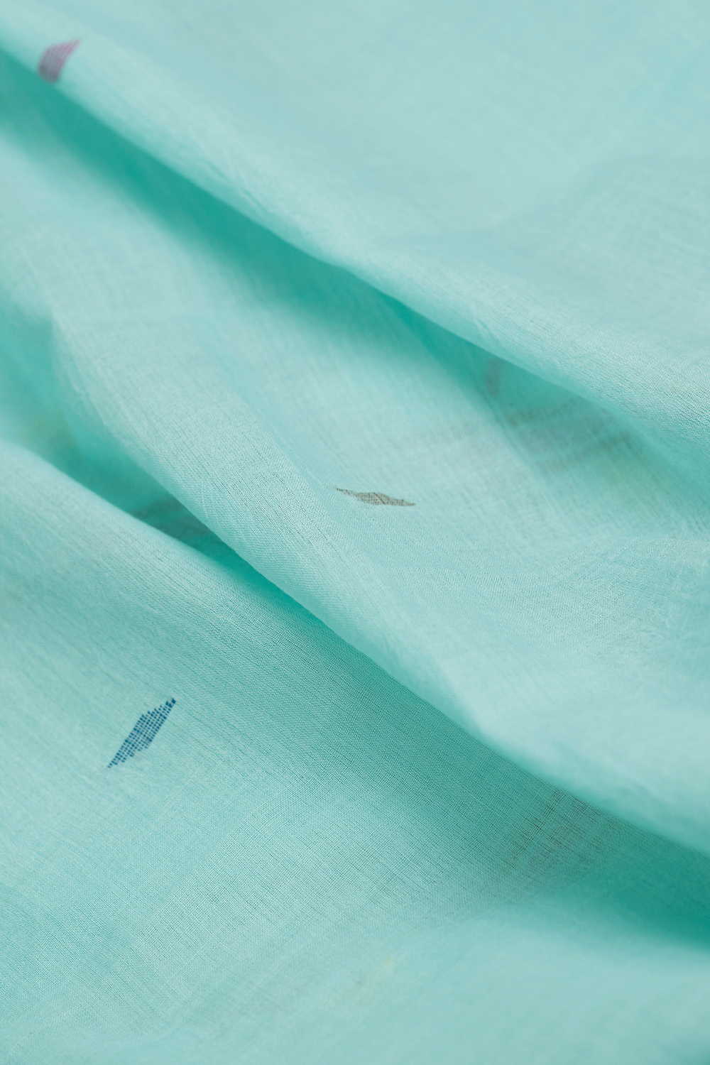 Seafoam Green Jamdani Cotton Fabric - Image 3