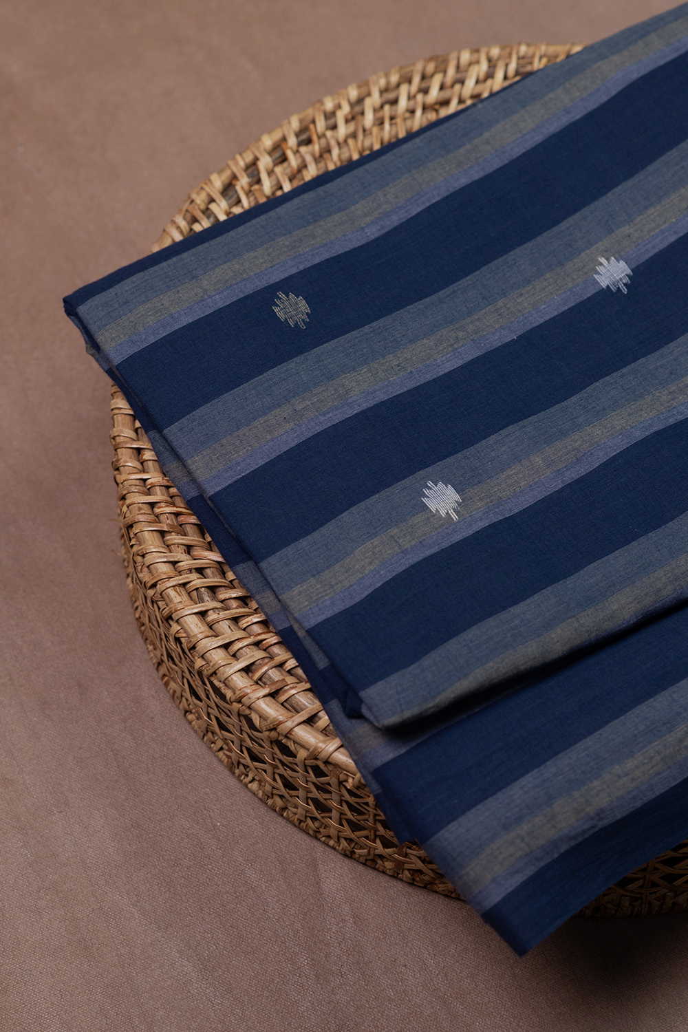 Stripe with Butta Jamdani Cotton Fabric
