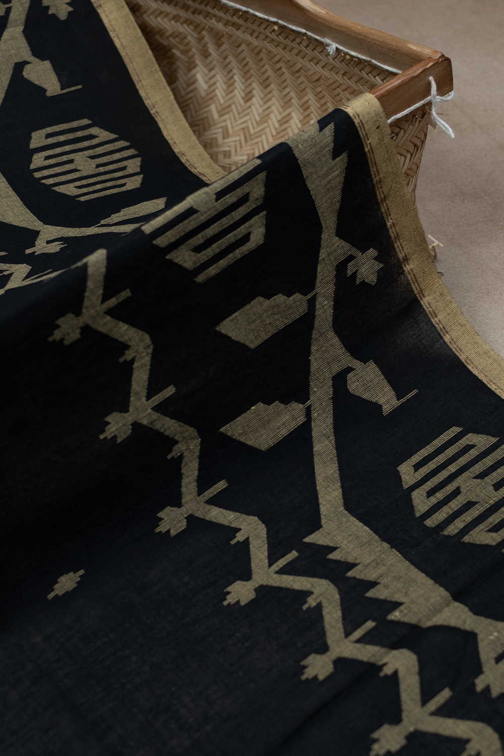 Black Border Jamdani Cotton Fabric