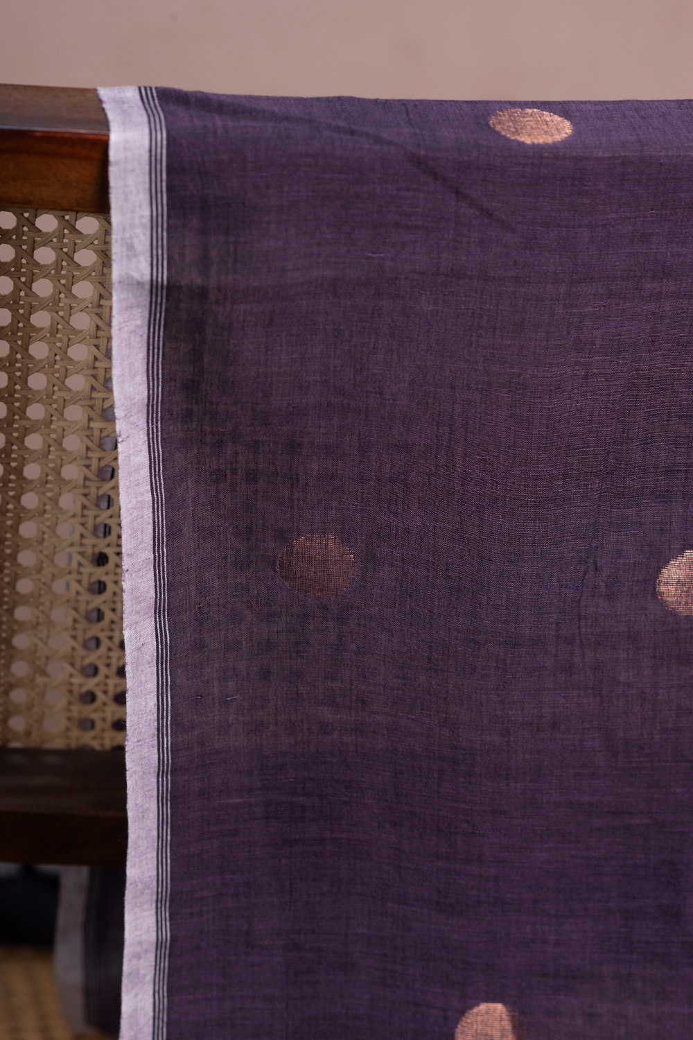 Zari Polka Jamdani Cotton Fabric - Image 3