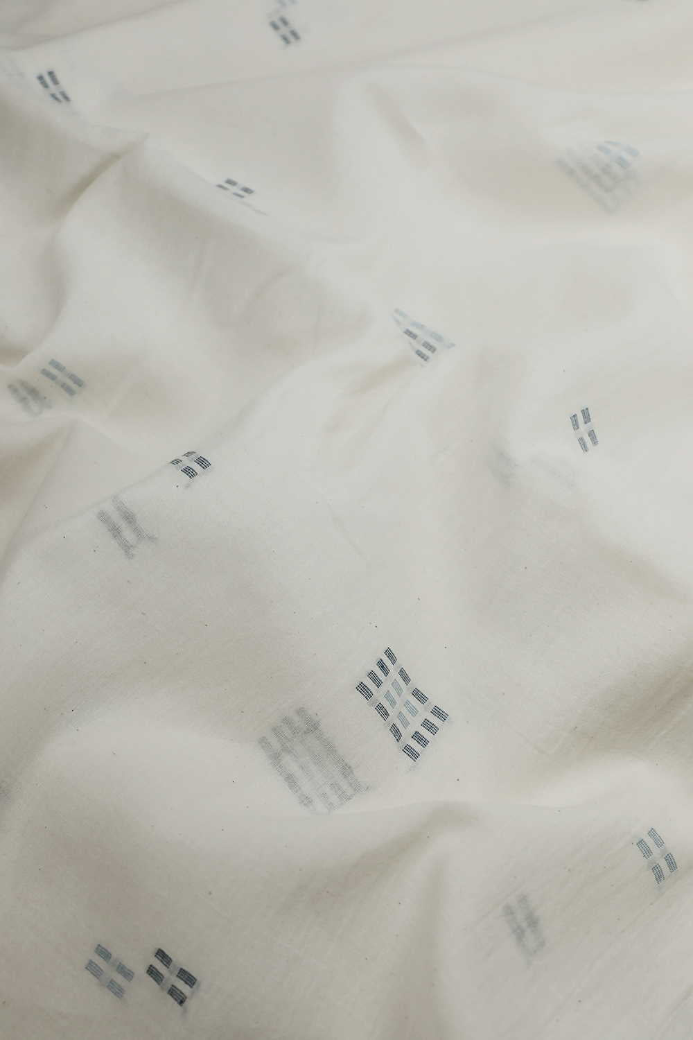 Snow Cream with Butta Jamdani Cotton Fabric - Image 3