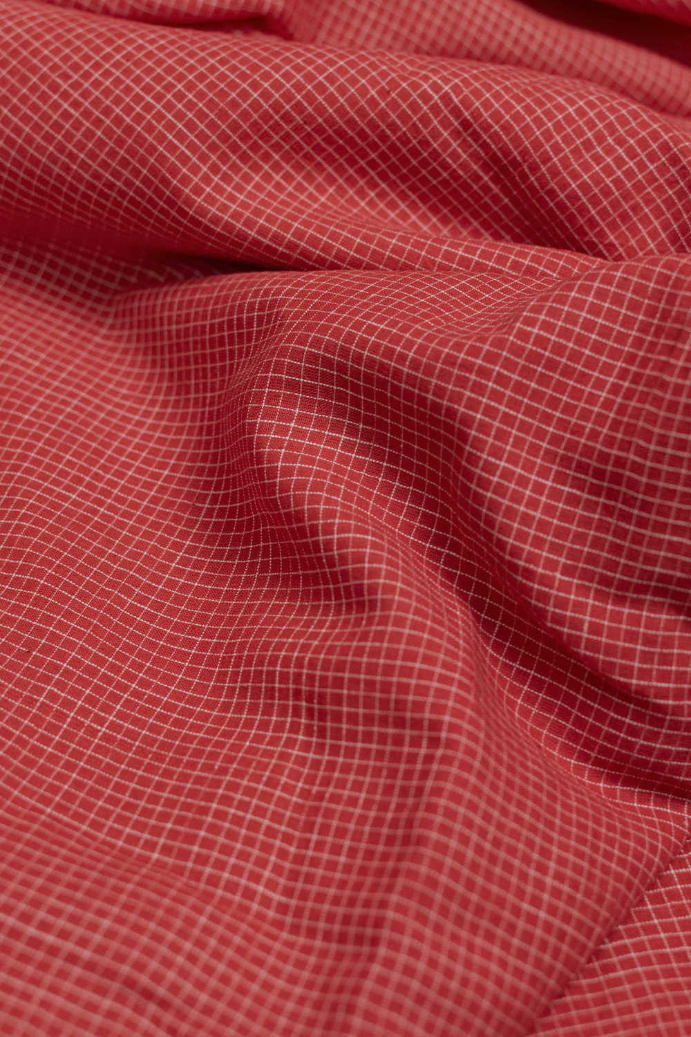 Salmon Shades of Orange Handwoven Cotton Fabric - Image 3