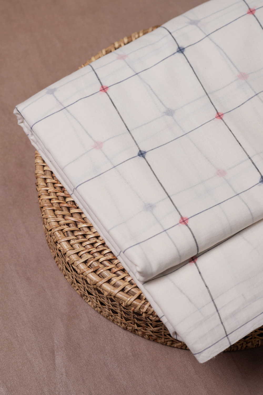 Vanilla Checkered Jamdani Cotton Fabric