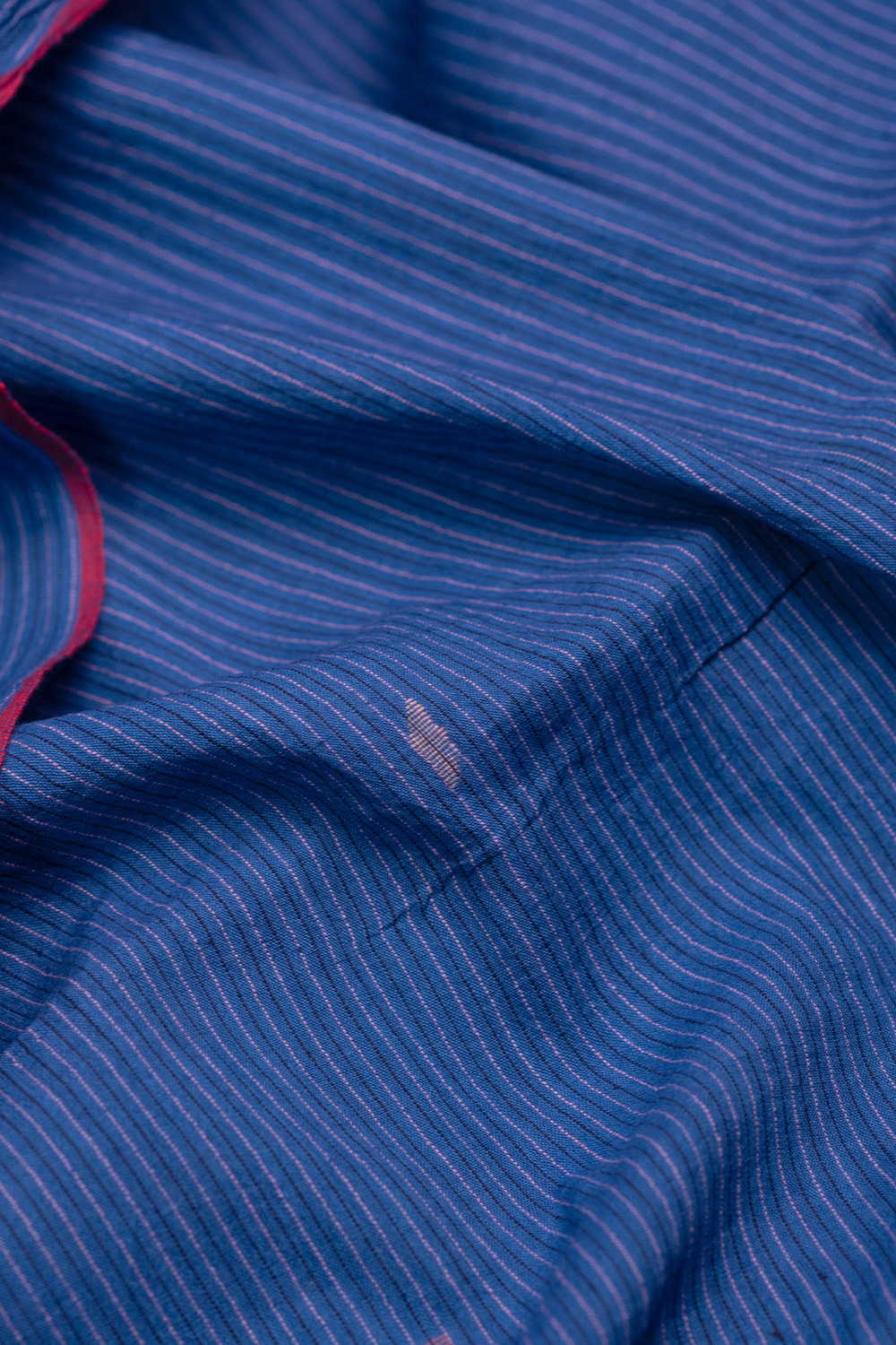 Stripes on Blue Jamdani Cotton Fabric - Image 3