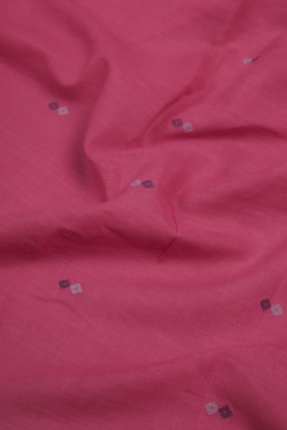 Twin Butta on Pink Jamdani Cotton Fabric - Image 2