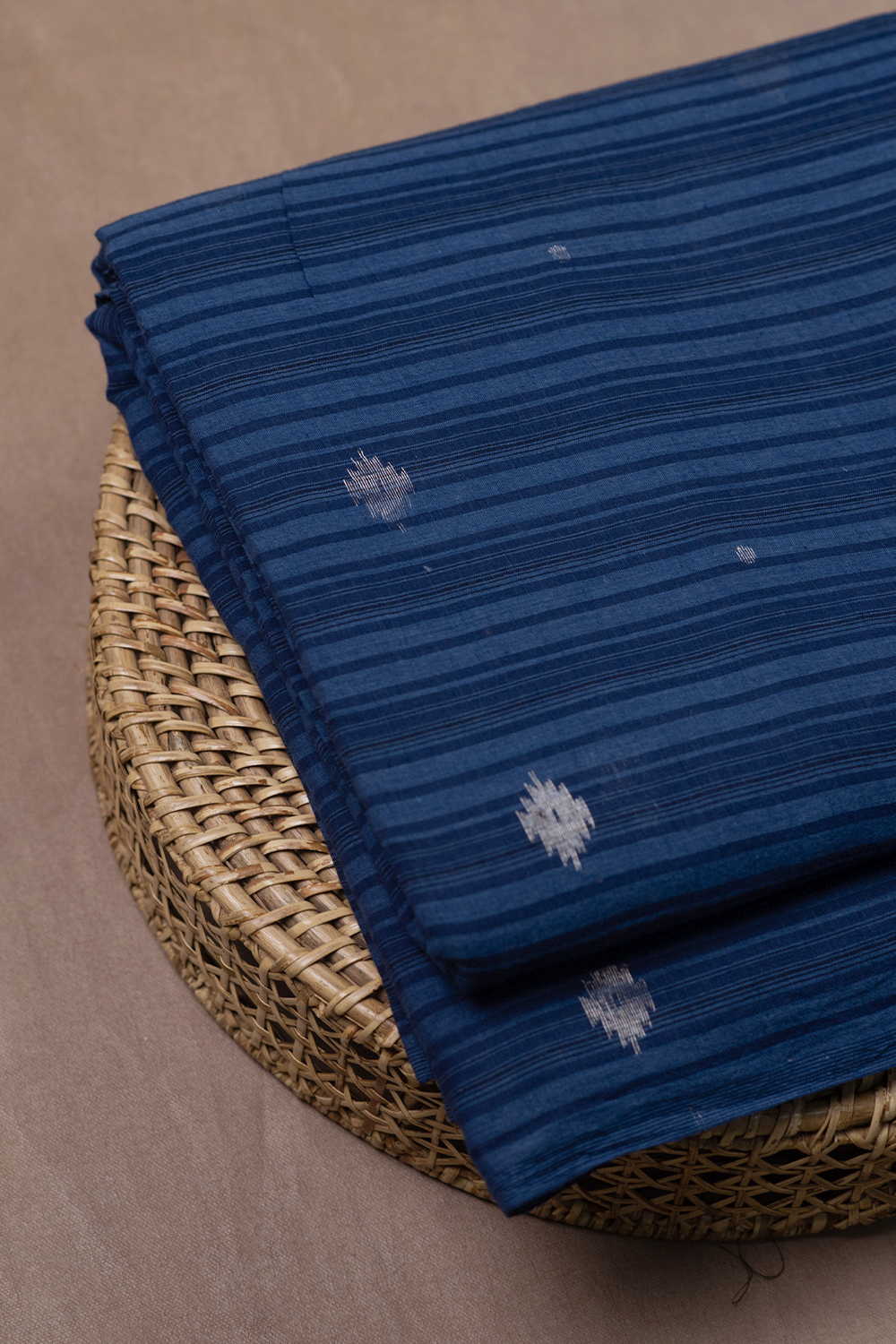 Shade of Blue - Silver Butta Jamdani Cotton Fabric