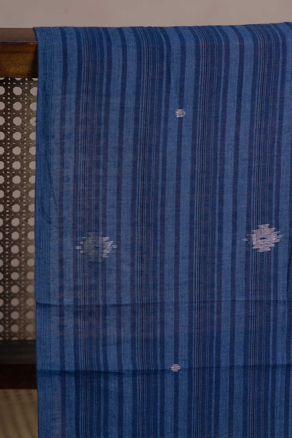 Shade of Blue - Silver Butta Jamdani Cotton Fabric - Image 2