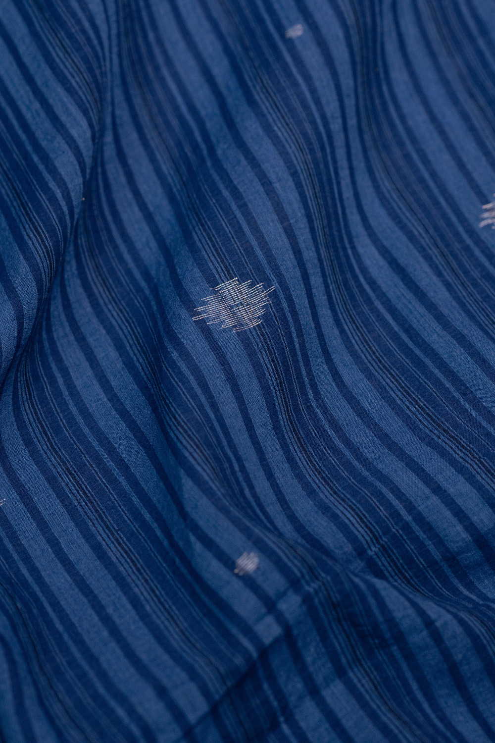 Shade of Blue - Silver Butta Jamdani Cotton Fabric - Image 3