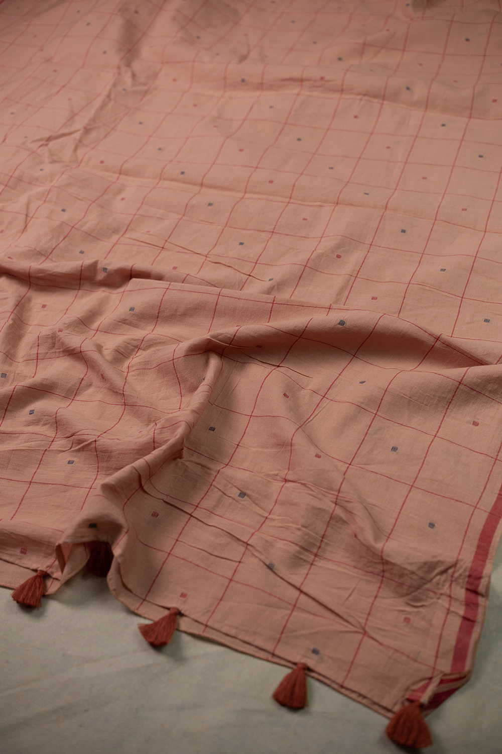 Baby Orange Jamdani Cotton Saree - Image 2