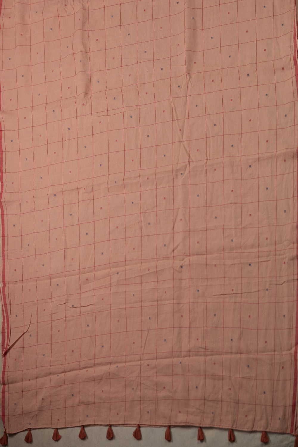 Baby Orange Jamdani Cotton Saree - Image 3