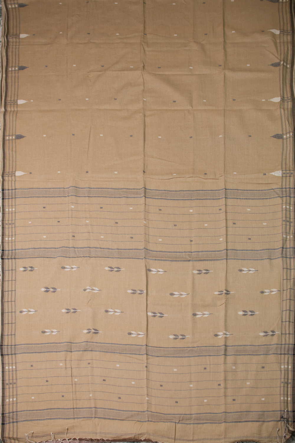 Coffee Beige Jamdani Cotton saree - Image 2