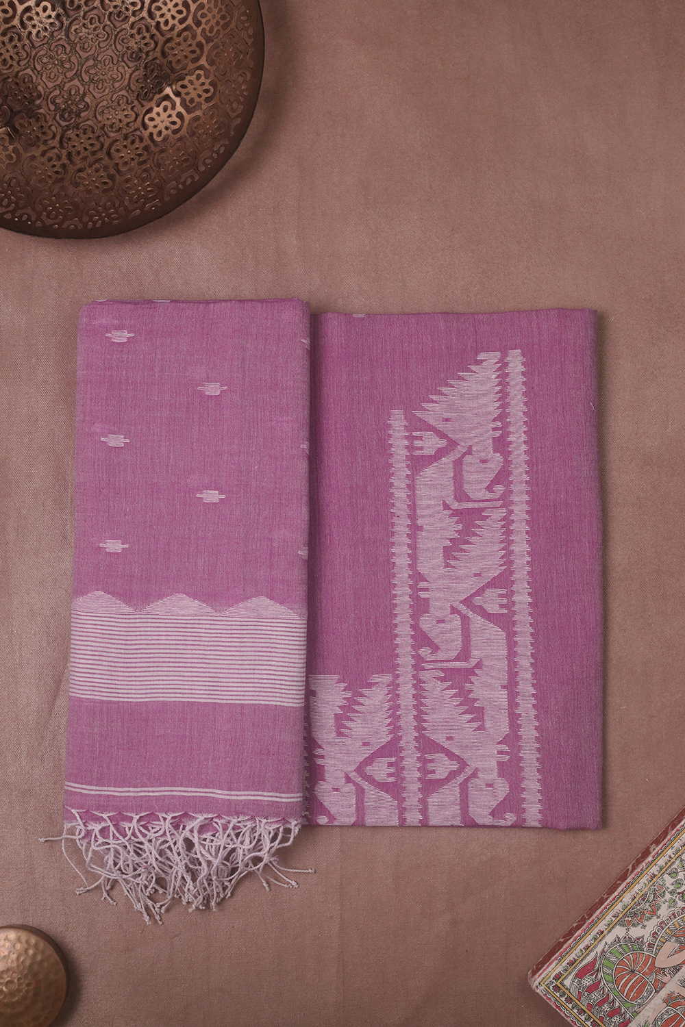 Light Pink Jamdani Cotton Top & Dupatta