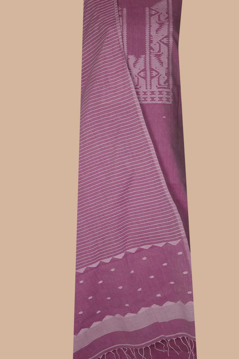 Light Pink Jamdani Cotton Top & Dupatta - Image 2