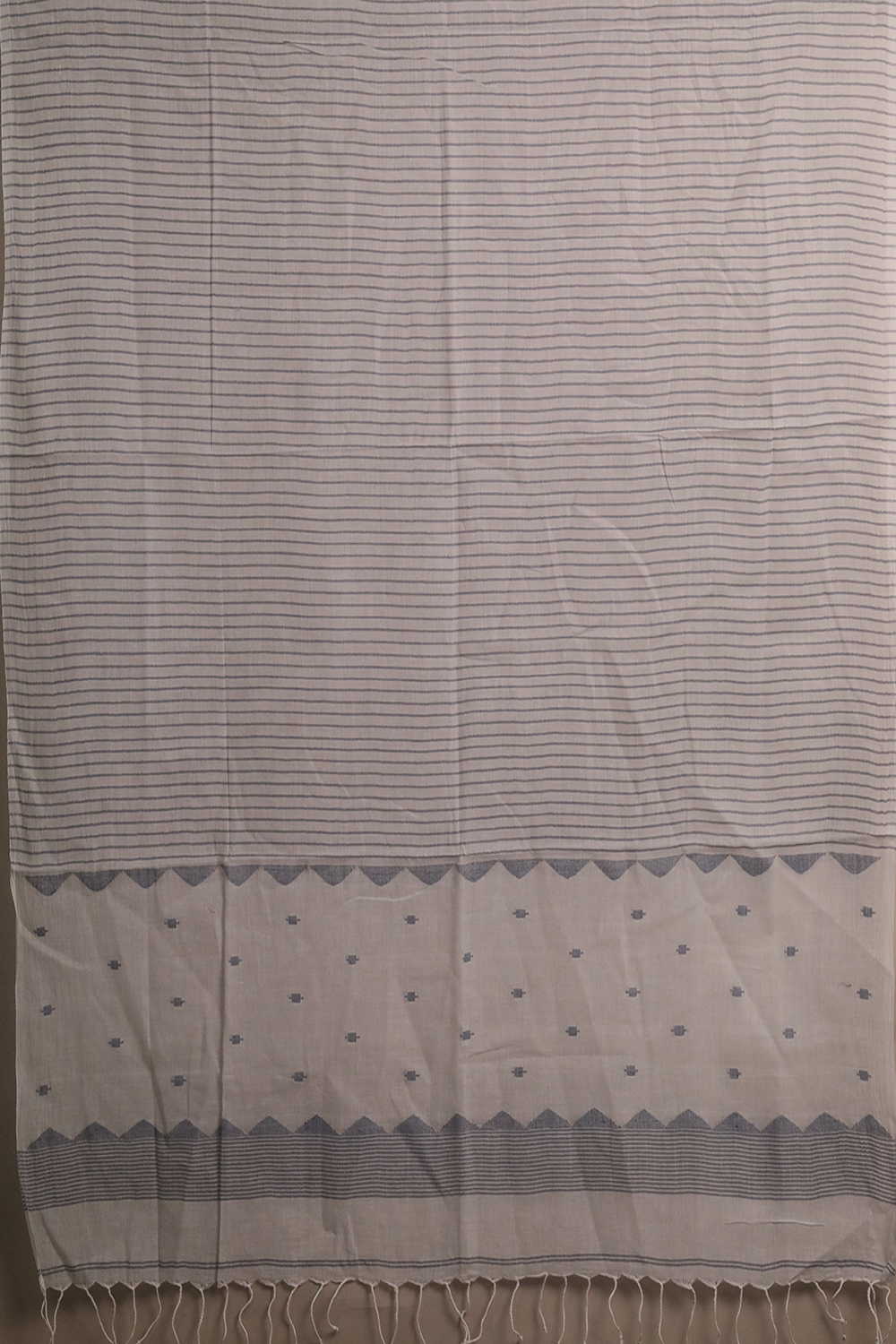 Blue with Grey Pattern Jamdani Cotton Top & Dupatta - Image 4