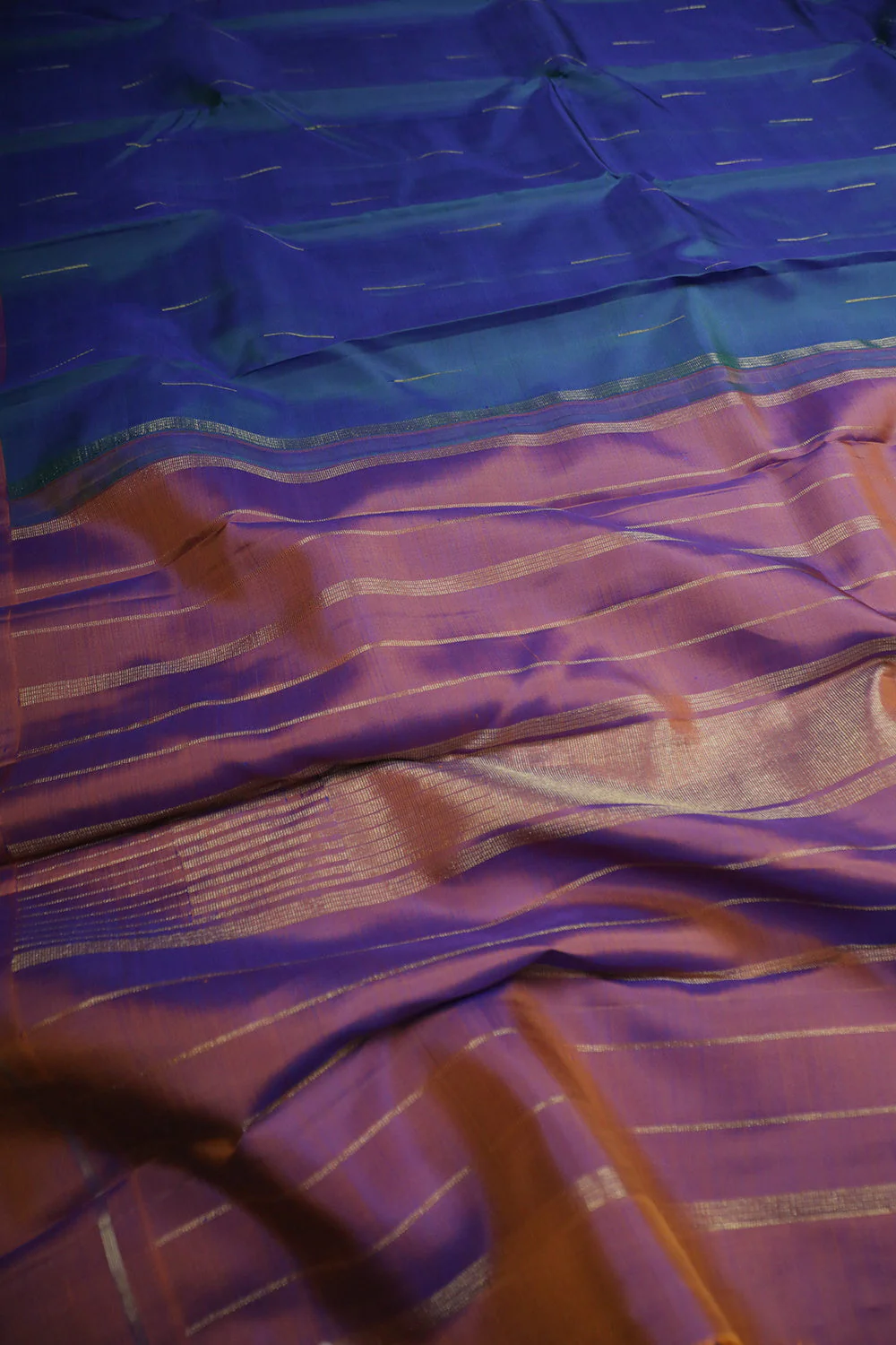 Deep Blue Kanchipuram Silk Saree - Image 3