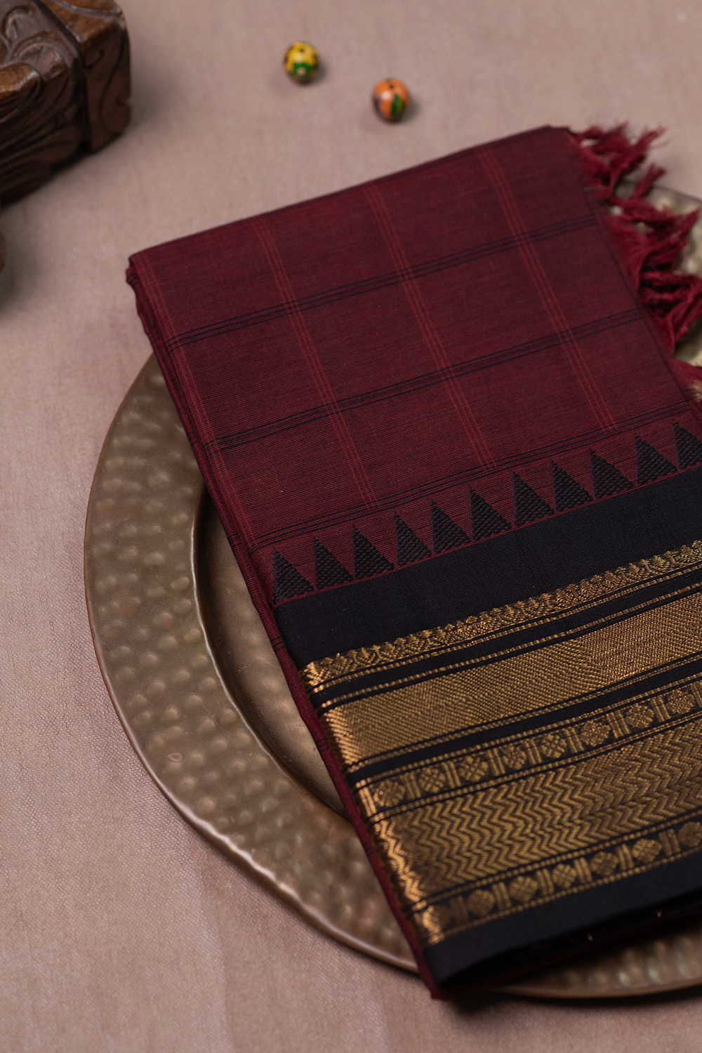 Rust Maroon Kanchipuram Cotton Dupatta