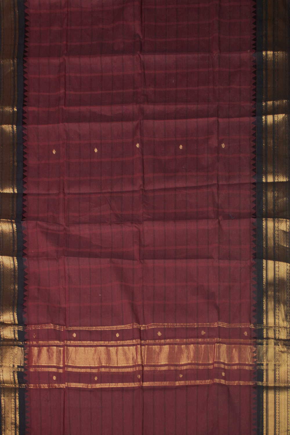 Rust Maroon Kanchipuram Cotton Dupatta - Image 3