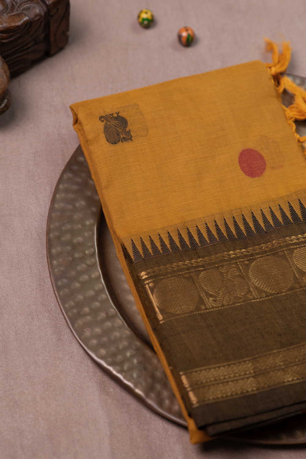 Zari Border with Yellow Kanchipuram Cotton Dupatta