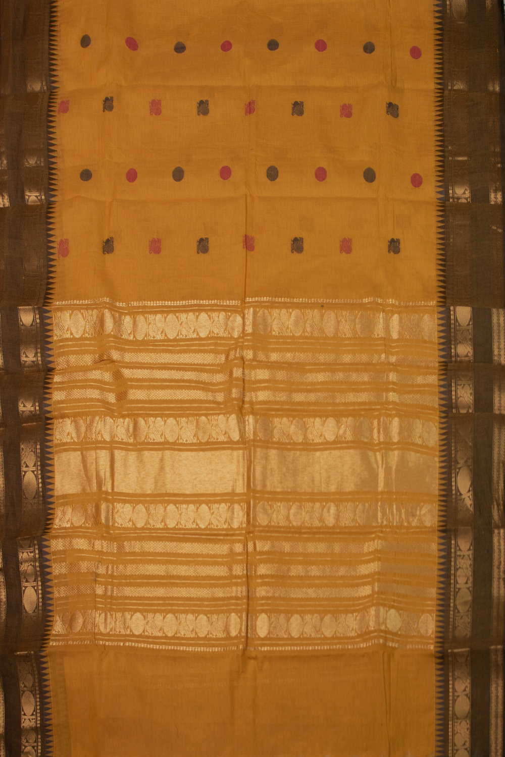 Zari Border with Yellow Kanchipuram Cotton Dupatta - Image 3