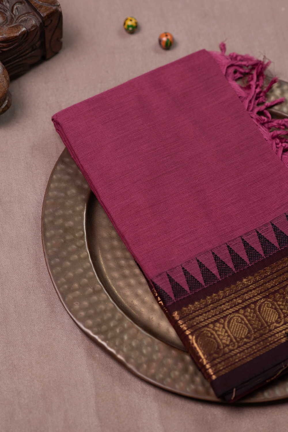 Rust Pink Kanchipuram Cotton Dupatta