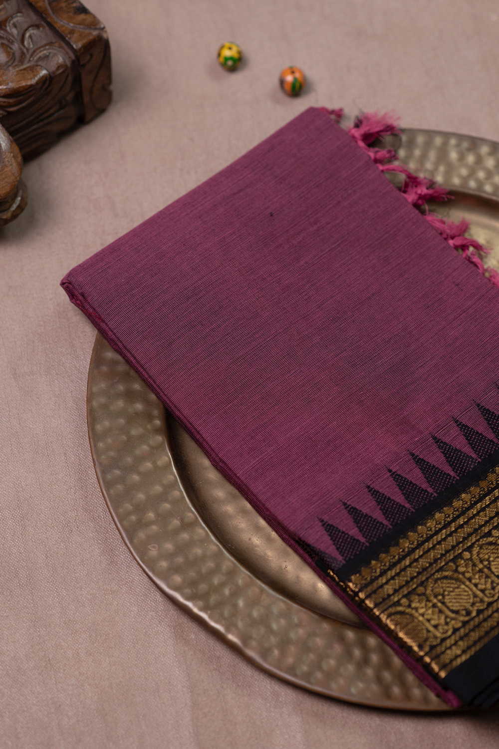 Mauve Pink Kanchipuram Cotton Dupatta
