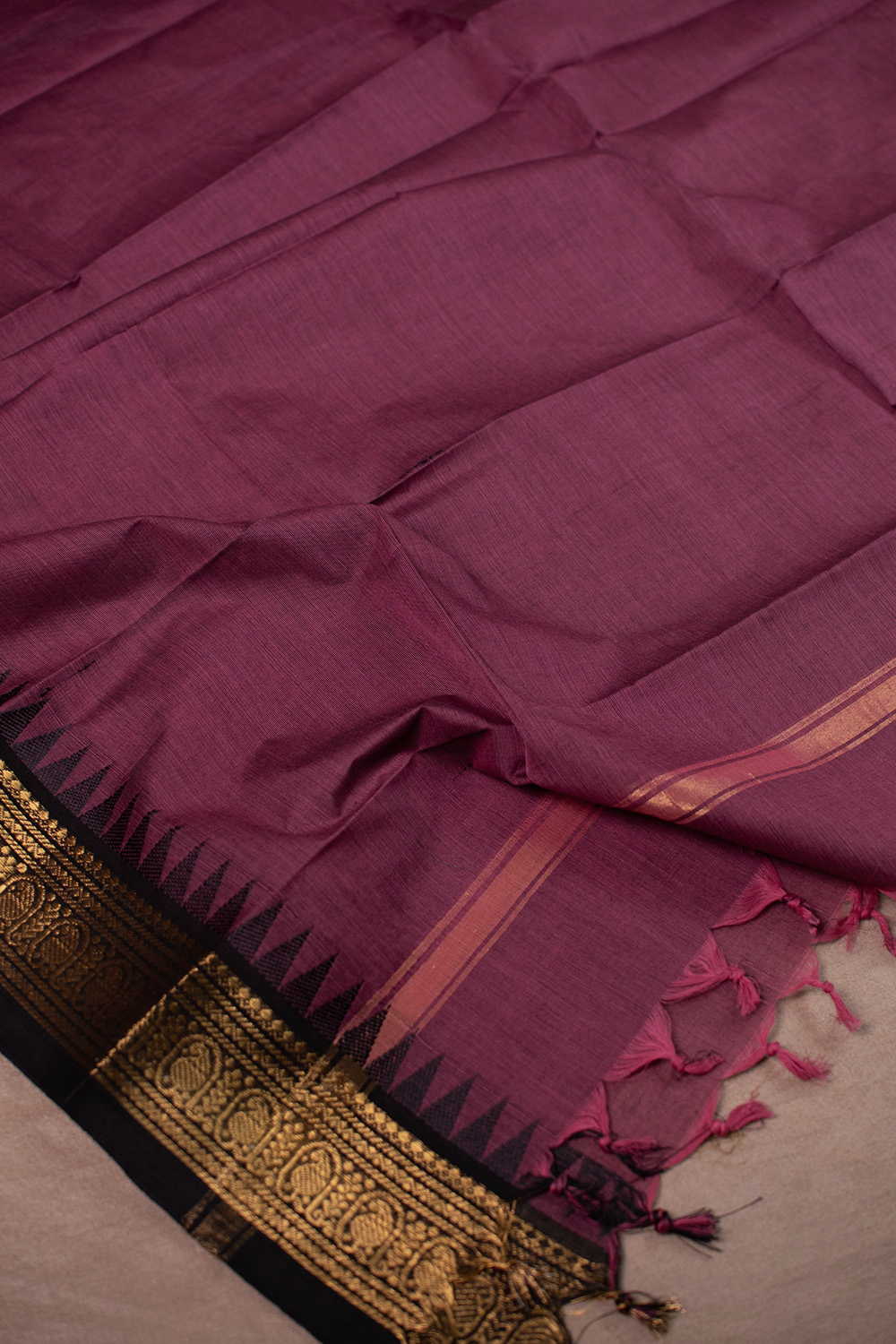 Mauve Pink Kanchipuram Cotton Dupatta - Image 4
