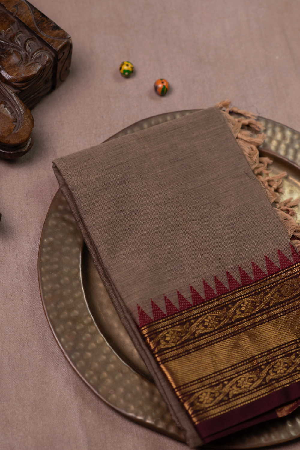 Darker Beige Kanchipuram Cotton Dupatta