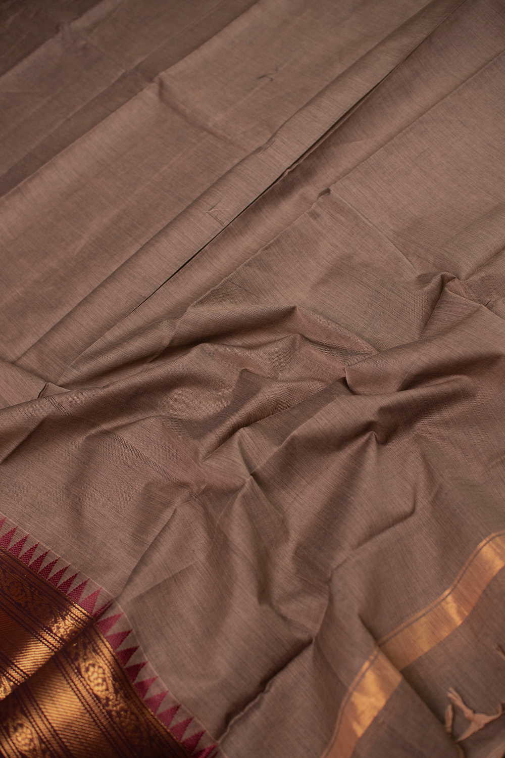 Darker Beige Kanchipuram Cotton Dupatta - Image 4