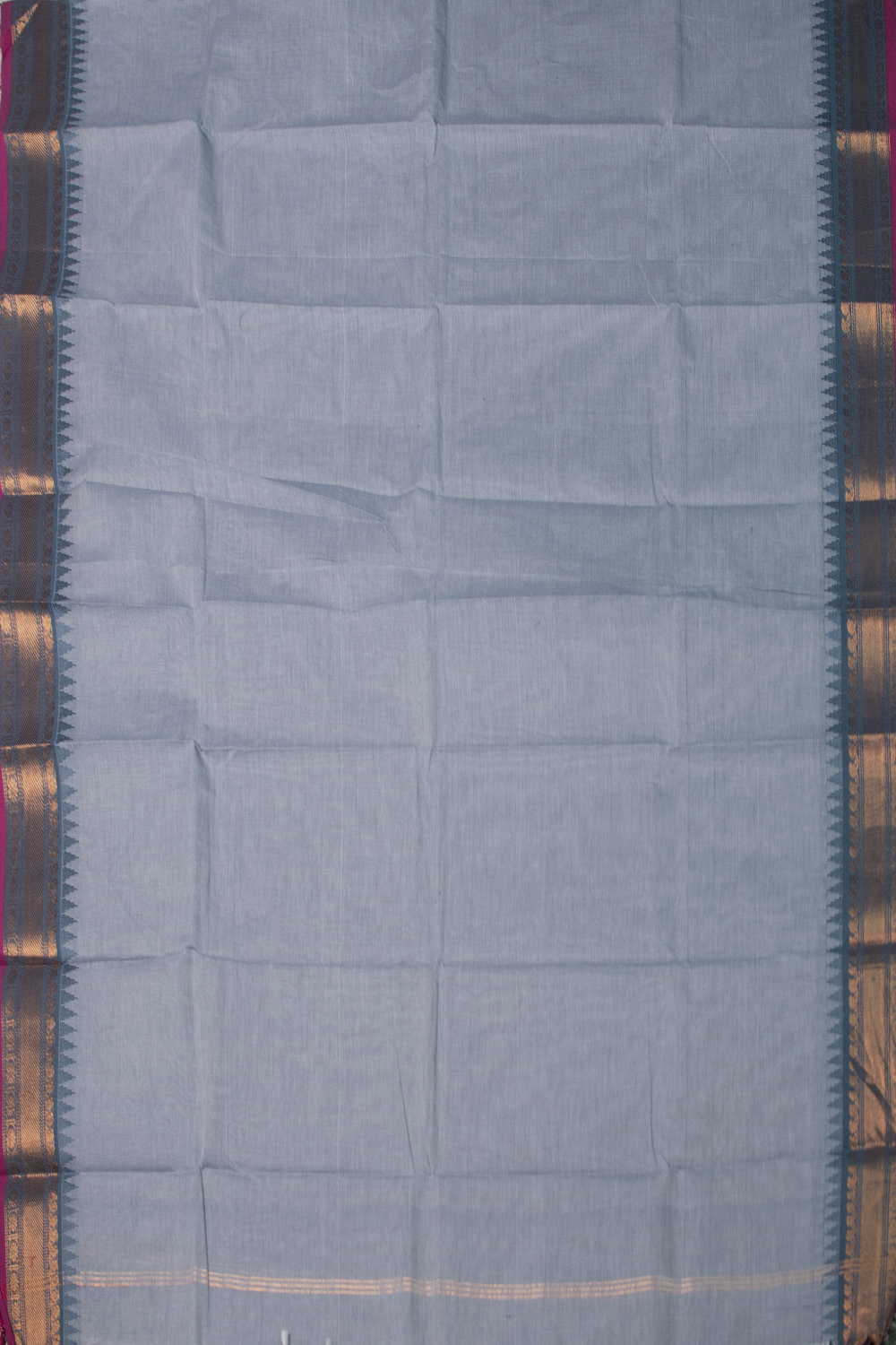 Creamy Blue Kanchipuram Cotton Dupatta - Image 3