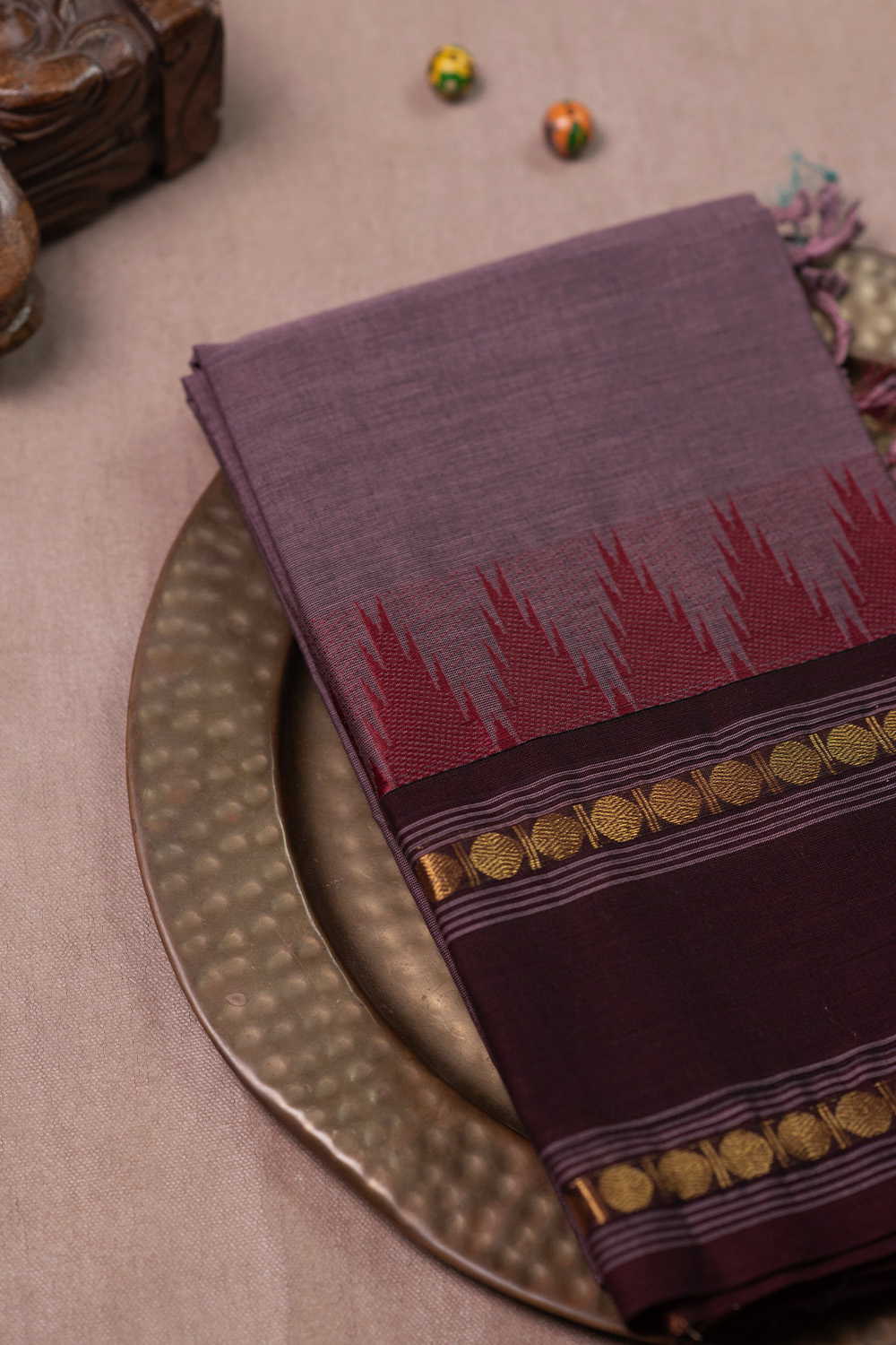 Rust Purple Kanchipuram Cotton Dupatta