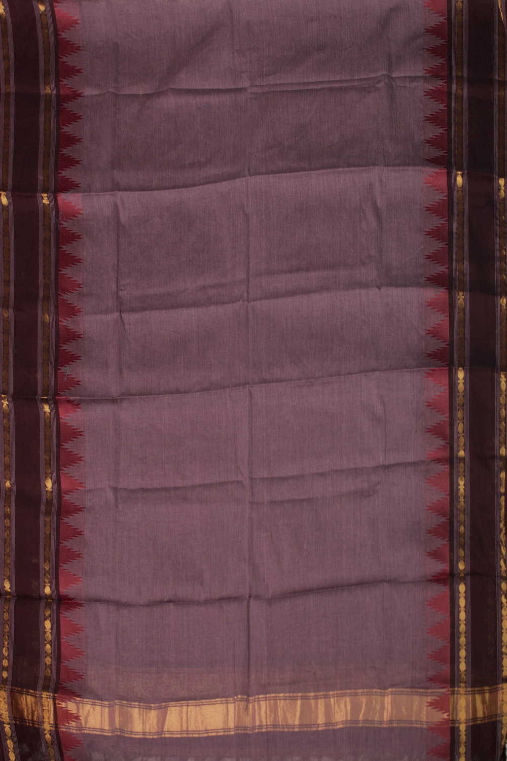 Rust Purple Kanchipuram Cotton Dupatta - Image 3