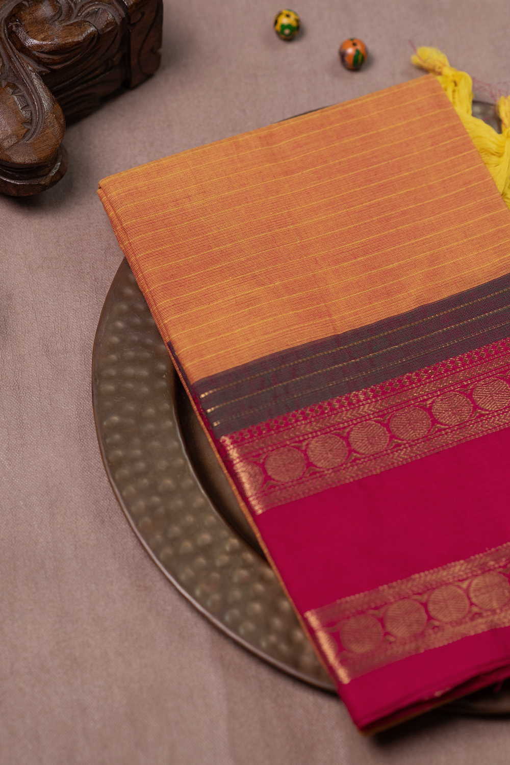 Dual Shaded Yellow Kanchipuram Cotton Dupatta
