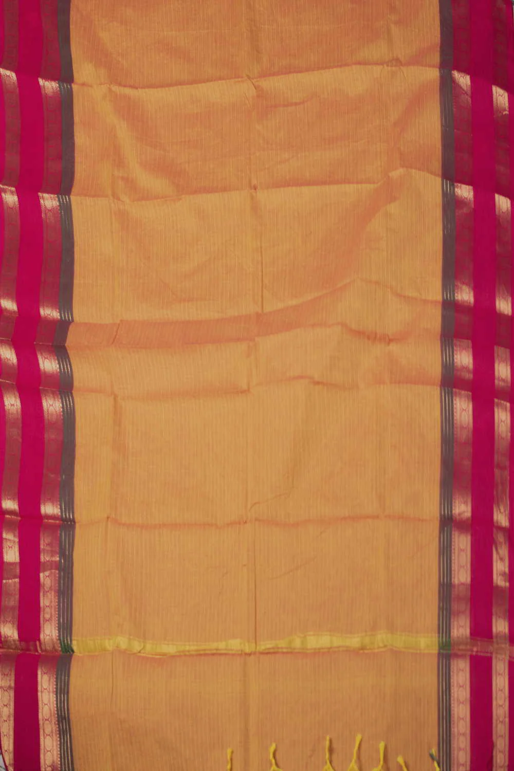 Dual Shaded Yellow Kanchipuram Cotton Dupatta - Image 3