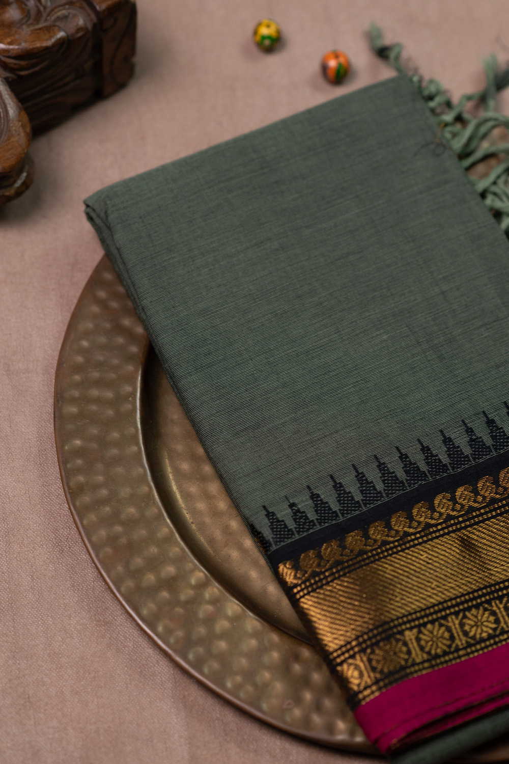 Green Shaded Kanchipuram Cotton Dupatta