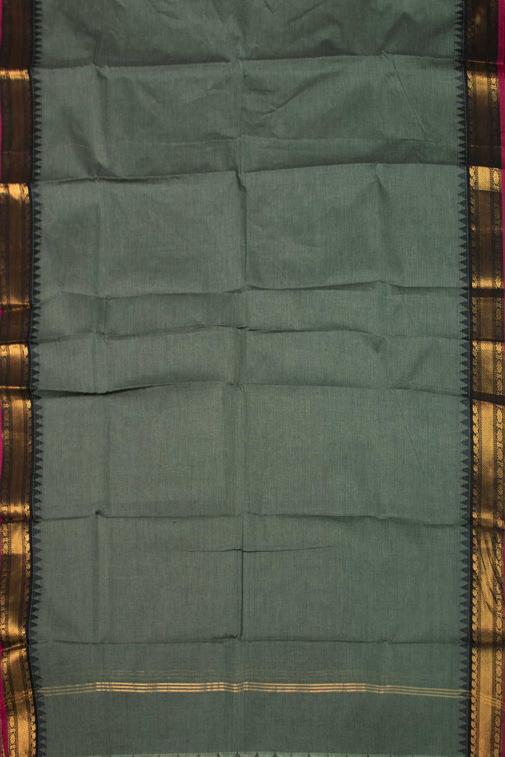 Green Shaded Kanchipuram Cotton Dupatta - Image 3