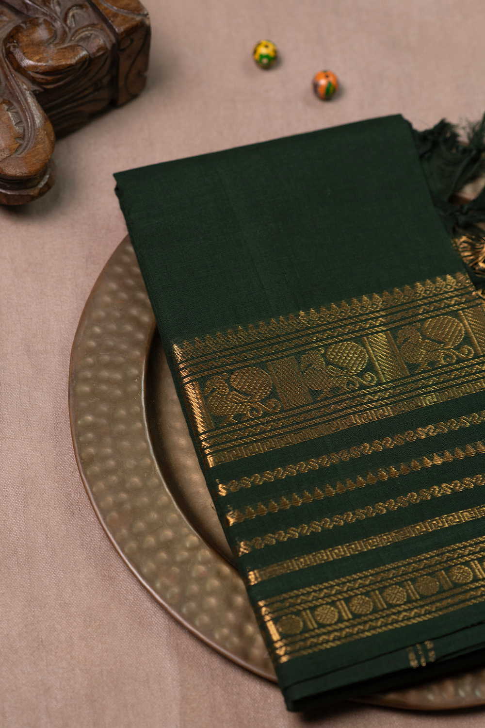 Deep Green Kanchipuram Cotton Dupatta