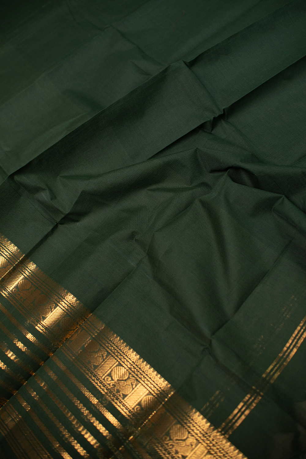 Deep Green Kanchipuram Cotton Dupatta - Image 4