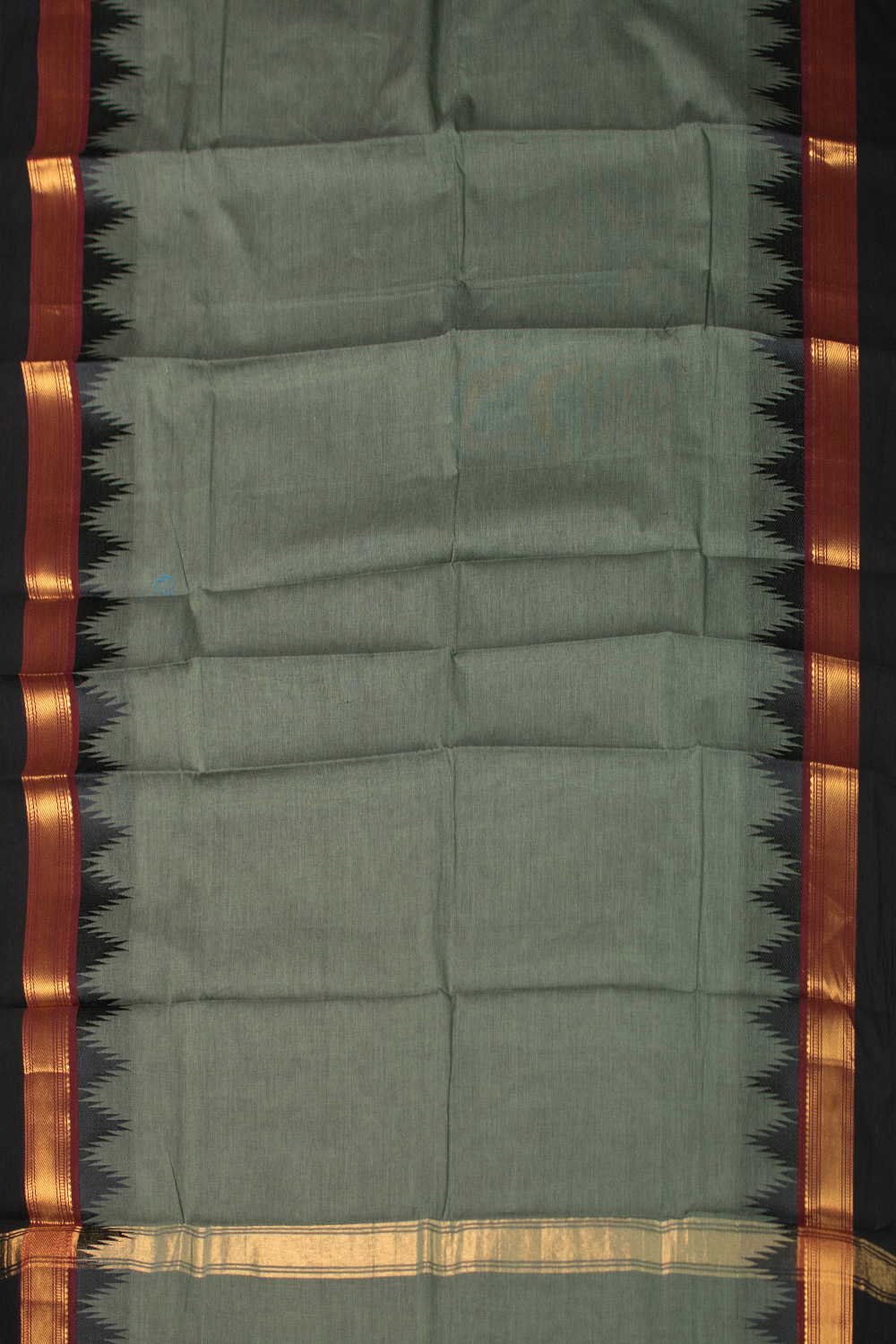 Green Shaded Kanchipuram Cotton Dupatta - Image 3