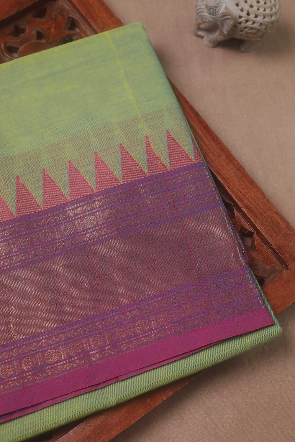 Dual Shaded Green Kanchipuram Cotton saree